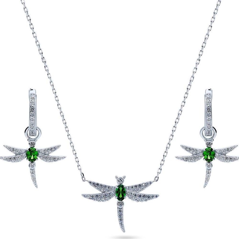 BNIB!! BERRICLE STERLING SILVER DRAGONFLY NECKLACE & EARRINGS SET!